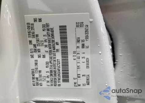 2015 Ford Escape Se z USA, uszkodzony, nr VIN 1FMCU9GX4FUC72377